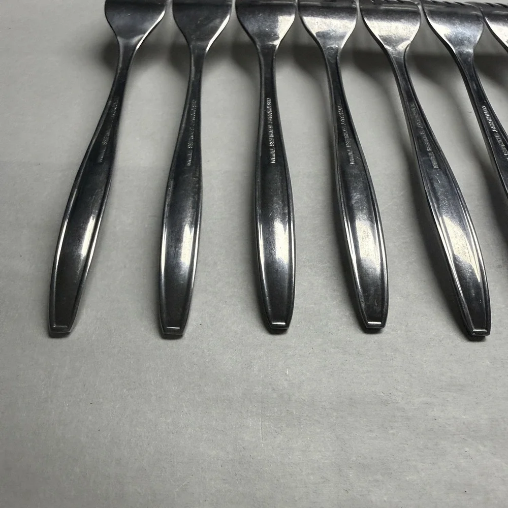 8 Vintage Customcraft CUS1 Dinner Forks Roses Stainless Steel Flatware